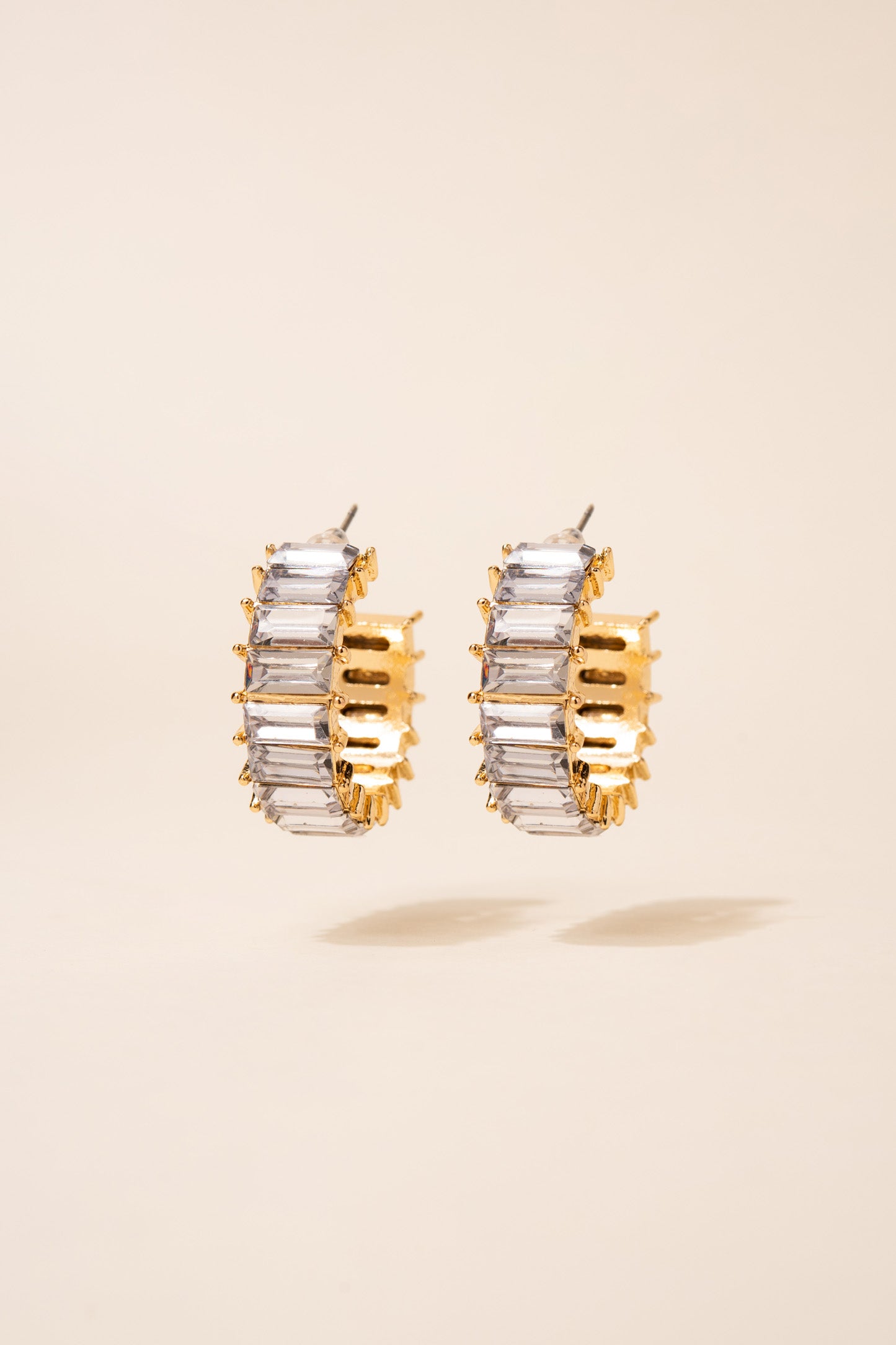 Nadia Rhinestone Baguette Open Hoops