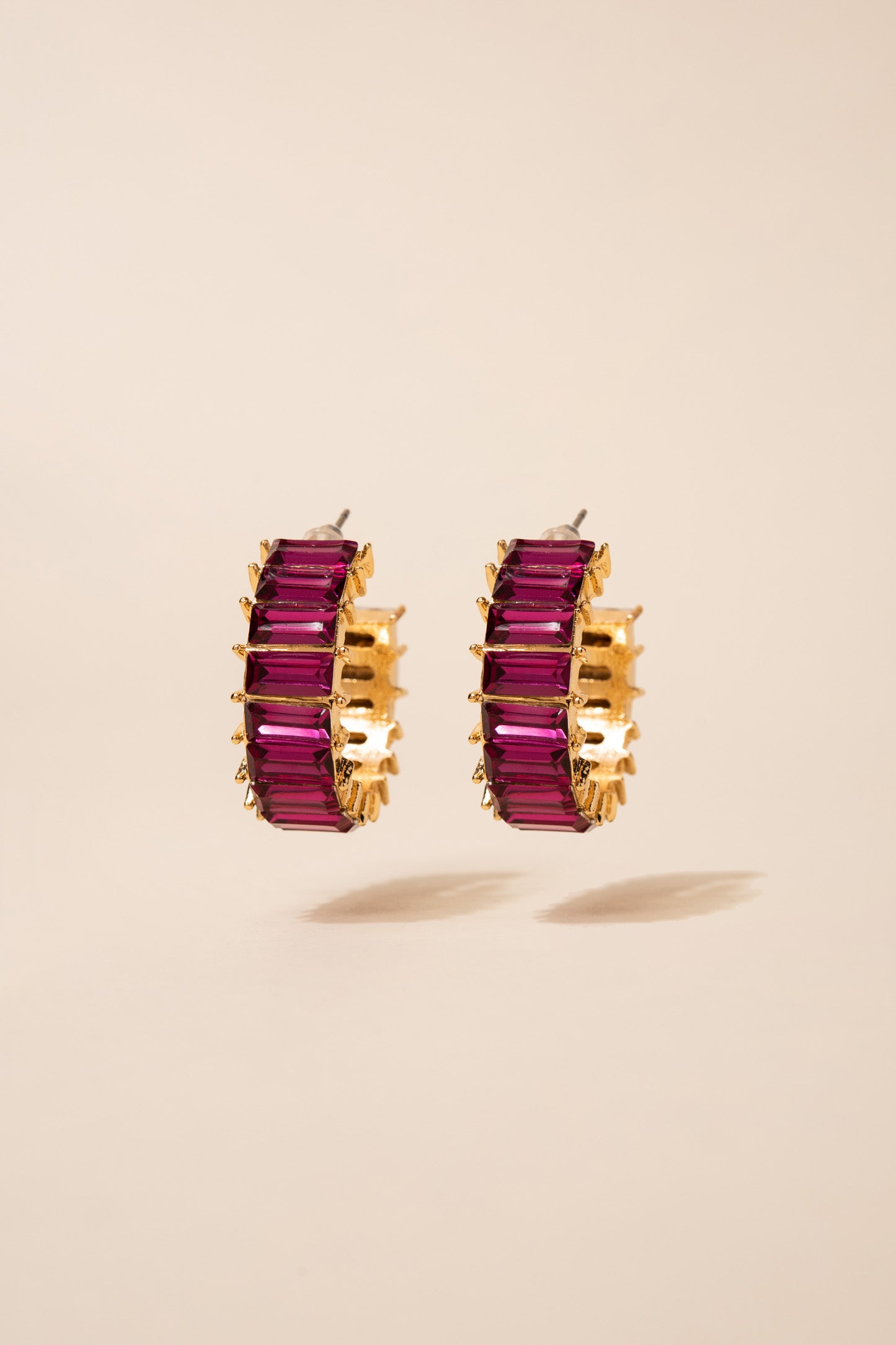 Nadia Rhinestone Baguette Open Hoops
