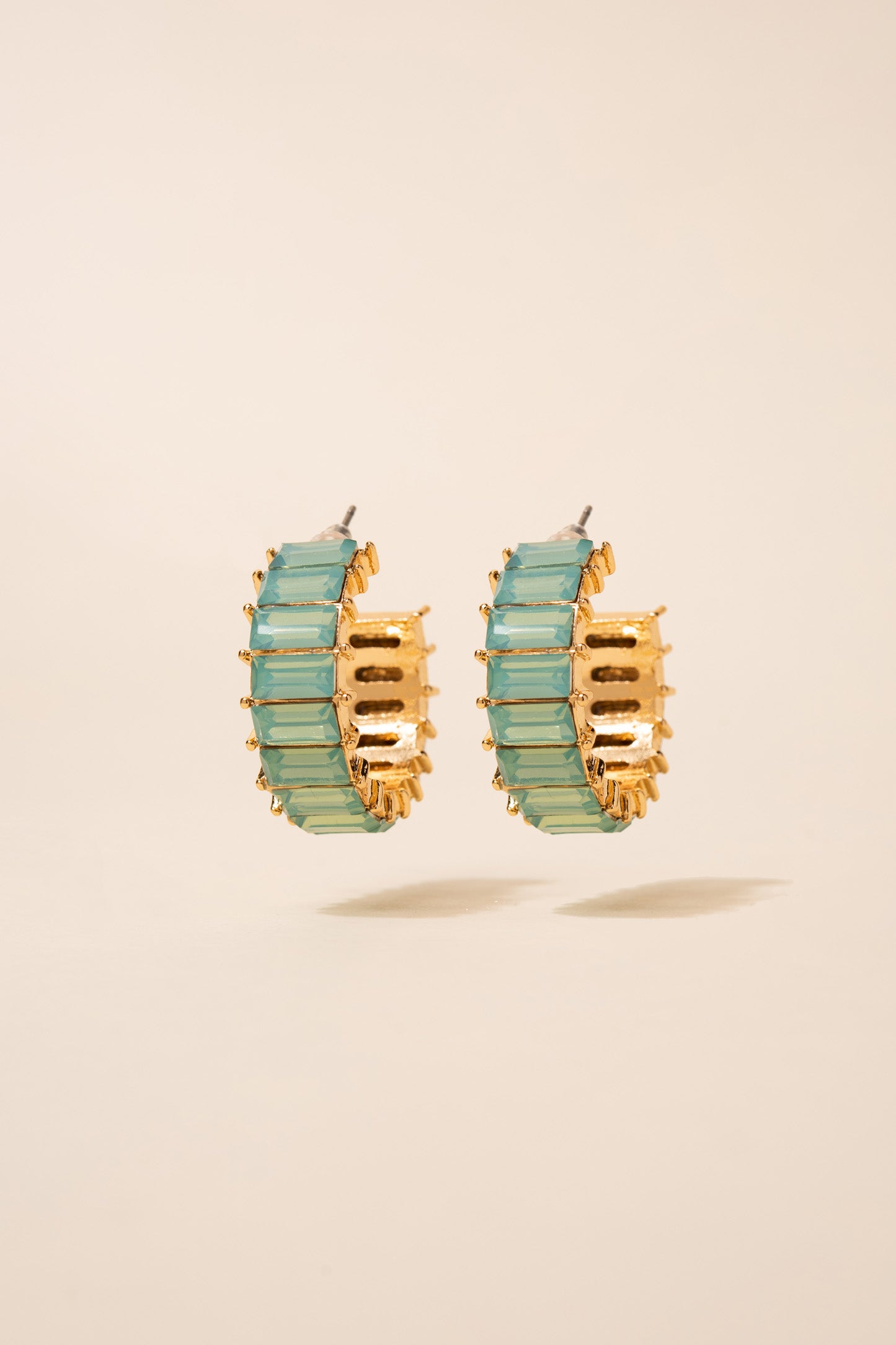 Nadia Rhinestone Baguette Open Hoops
