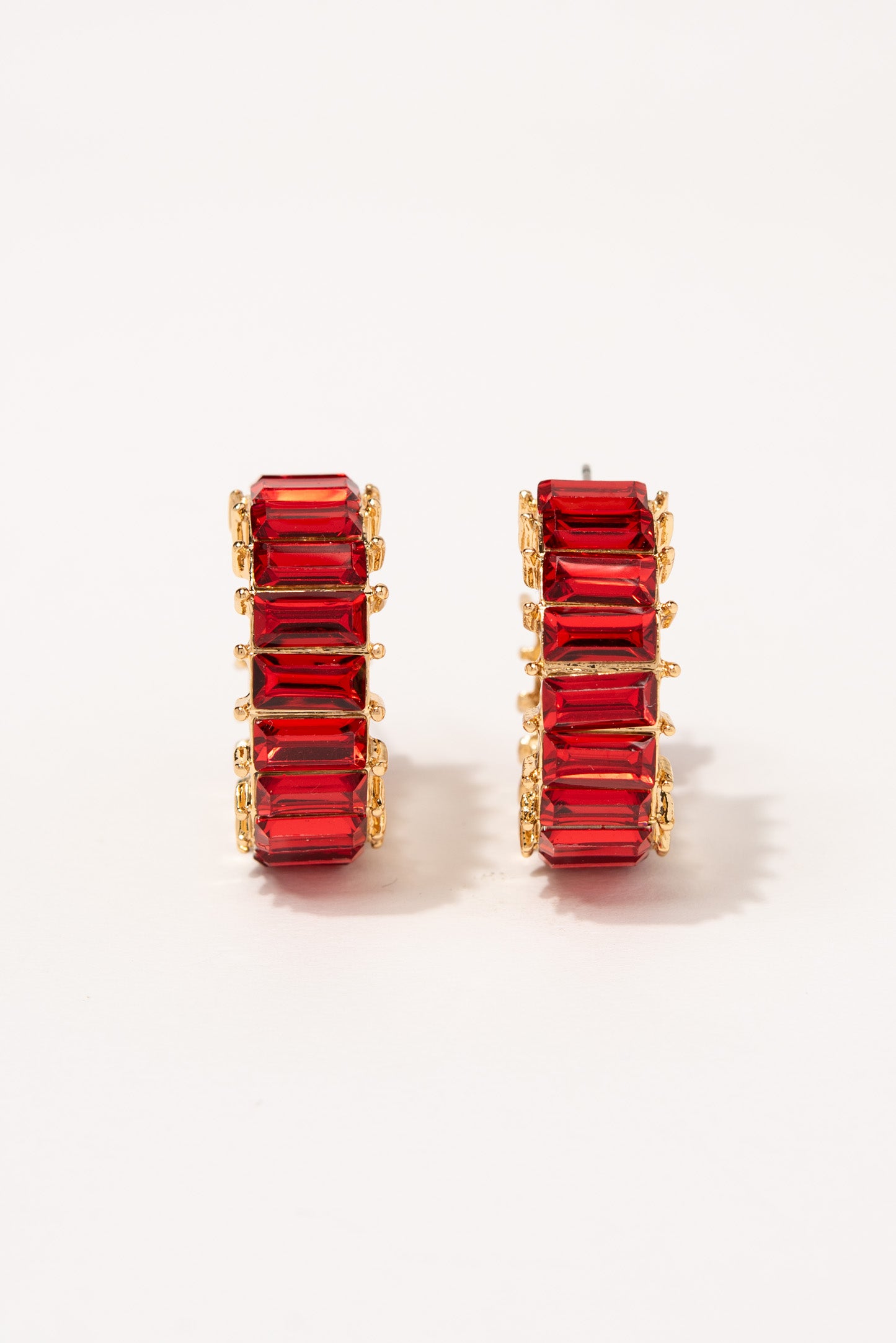 Nadia Rhinestone Baguette Open Hoops