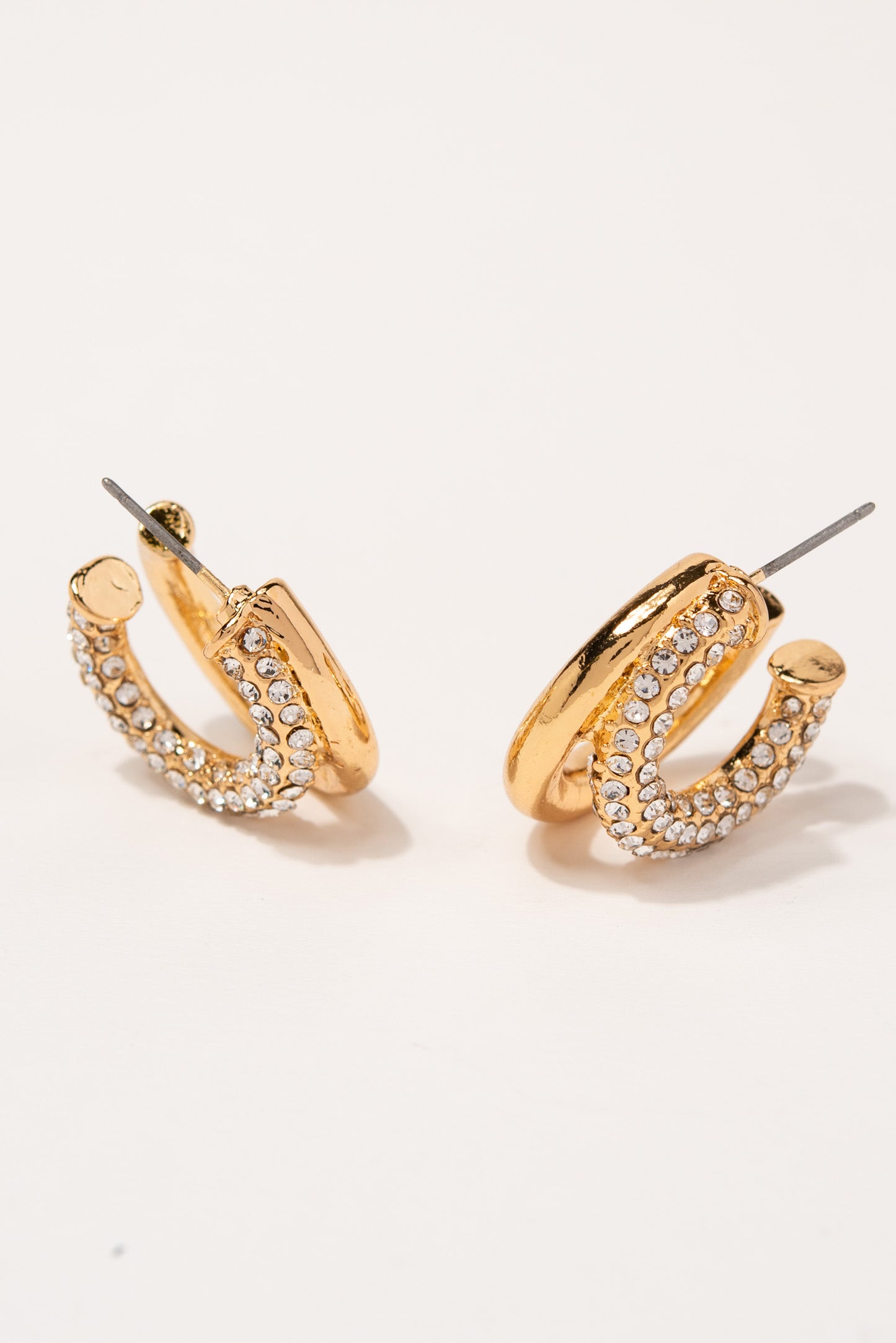 Chloe Rhinestone Double Open Hoop Earrings