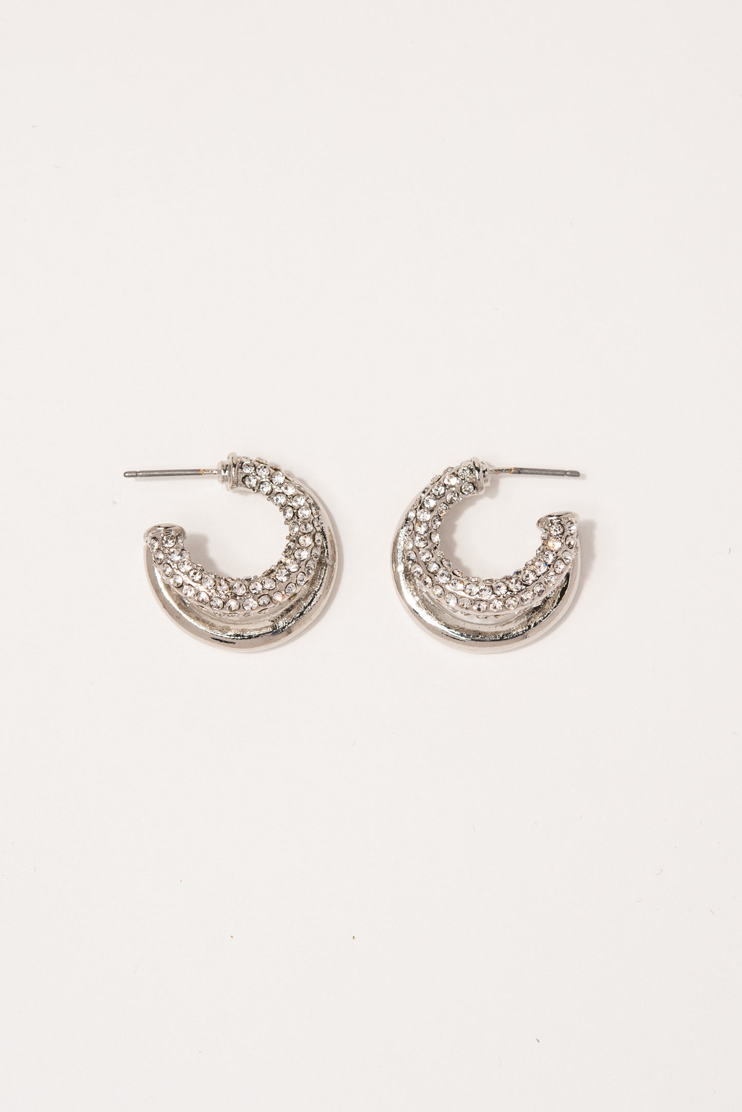 Chloe Rhinestone Double Open Hoop Earrings