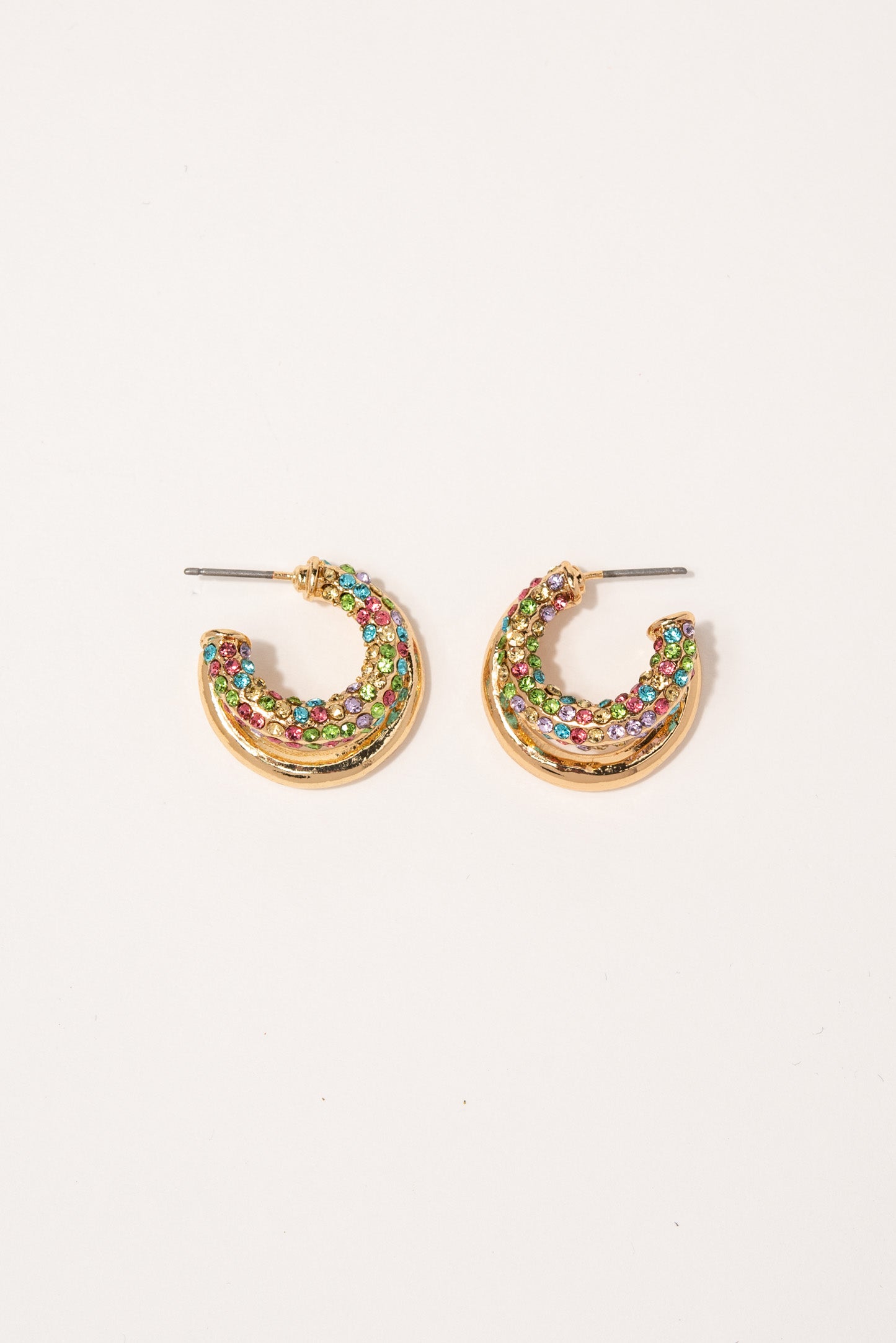 Chloe Rhinestone Double Open Hoop Earrings