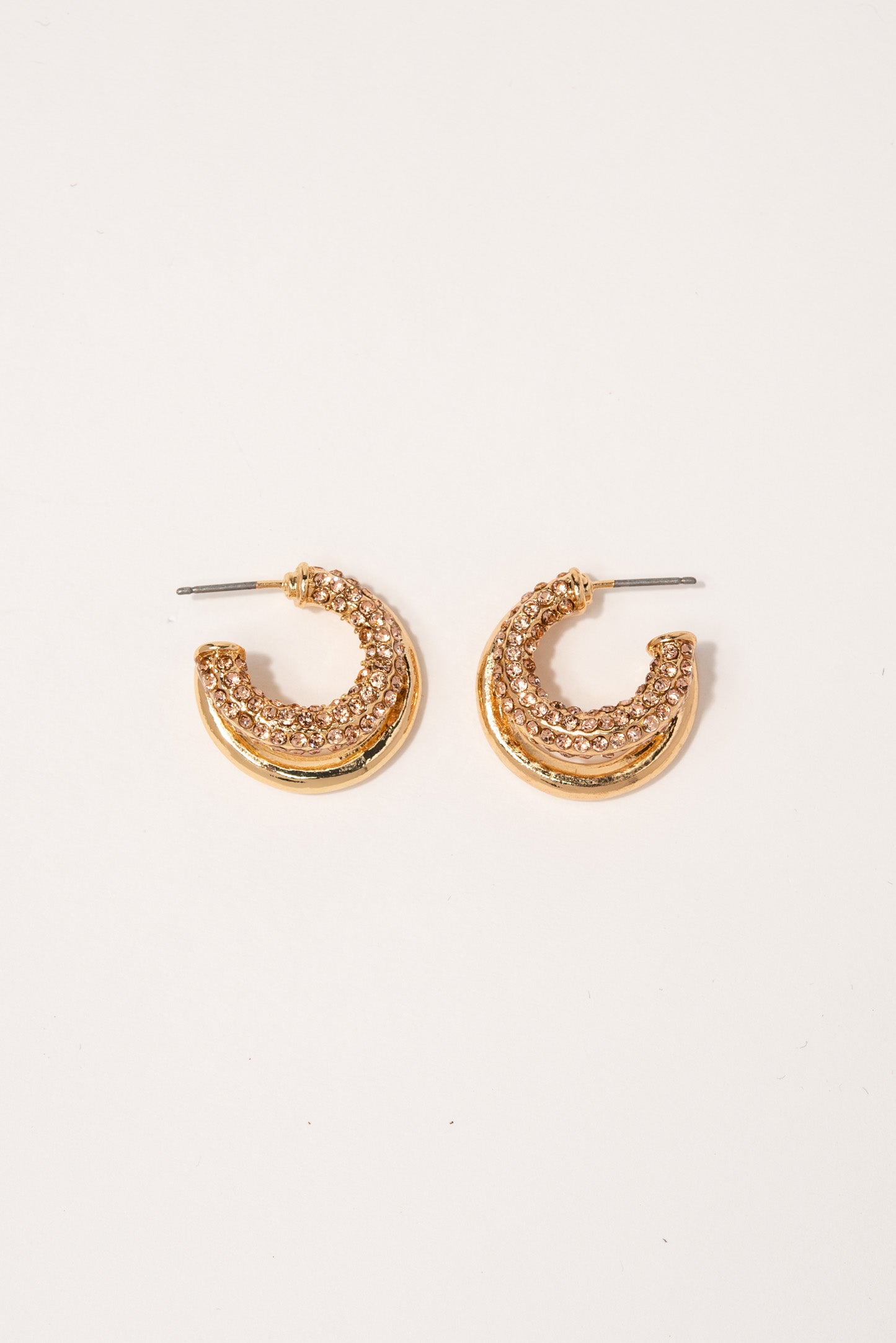 Chloe Rhinestone Double Open Hoop Earrings