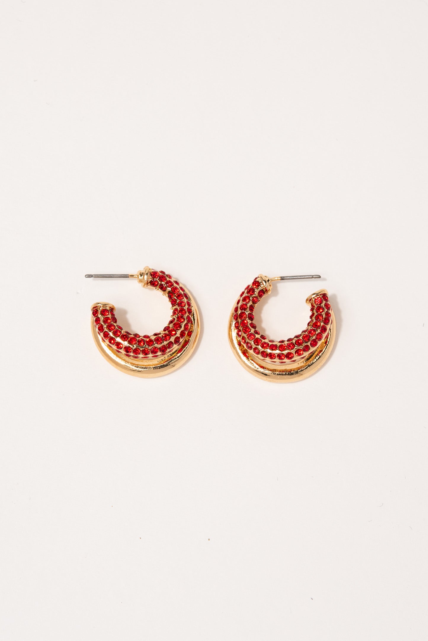 Chloe Rhinestone Double Open Hoop Earrings