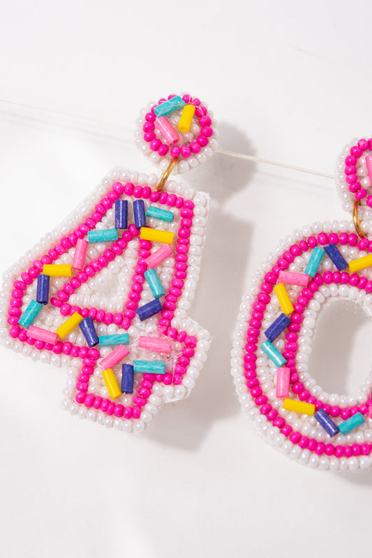 Birthday "40" Cake Beaded Dangle Earrings
