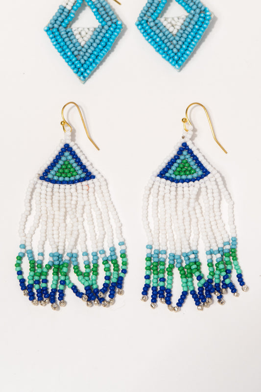Maya Beaded Dangle Earrings | Aqua