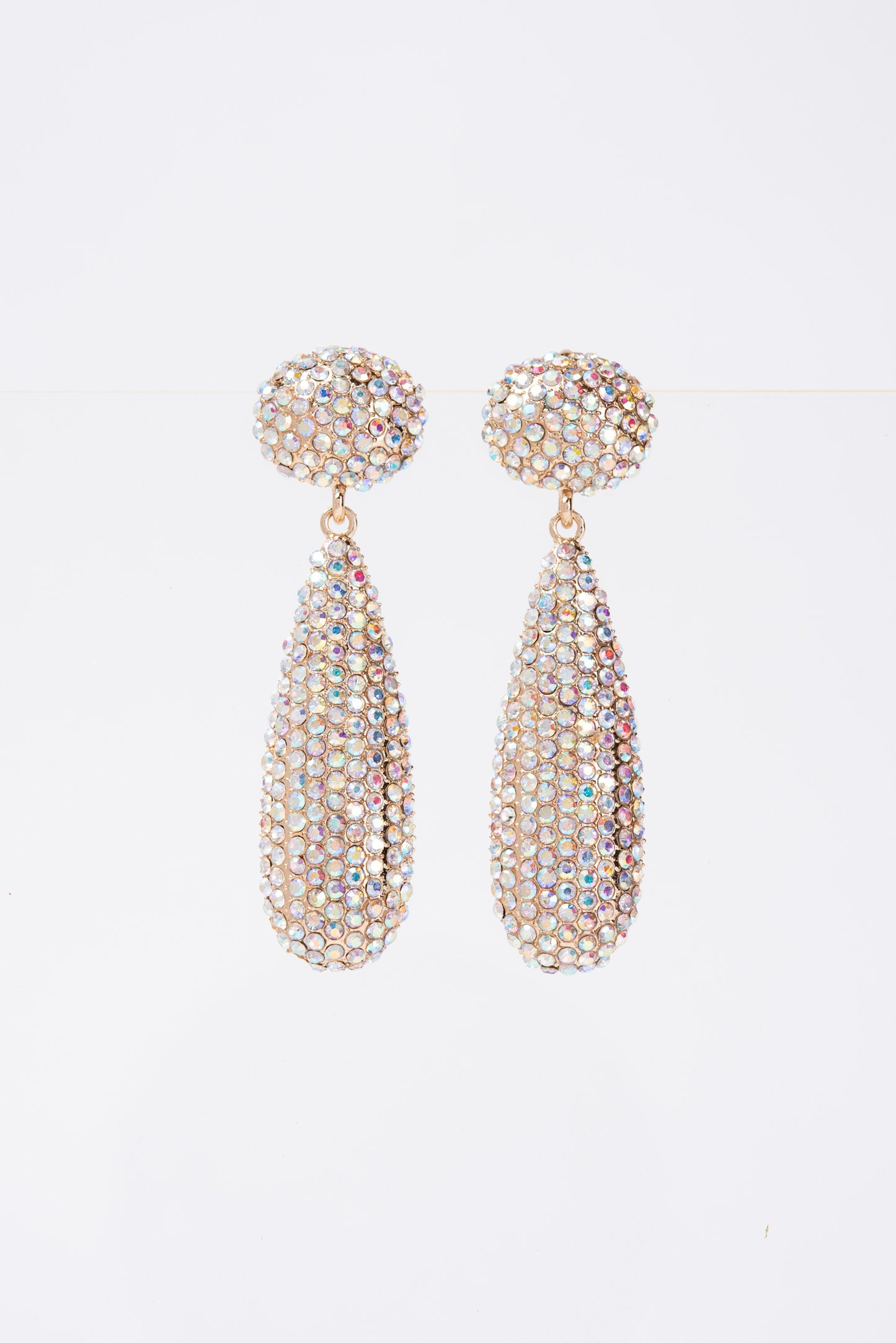 Adelisa 2-Tier Crystal Rhinestone Pave Teardrop Earrings - Iridescent
