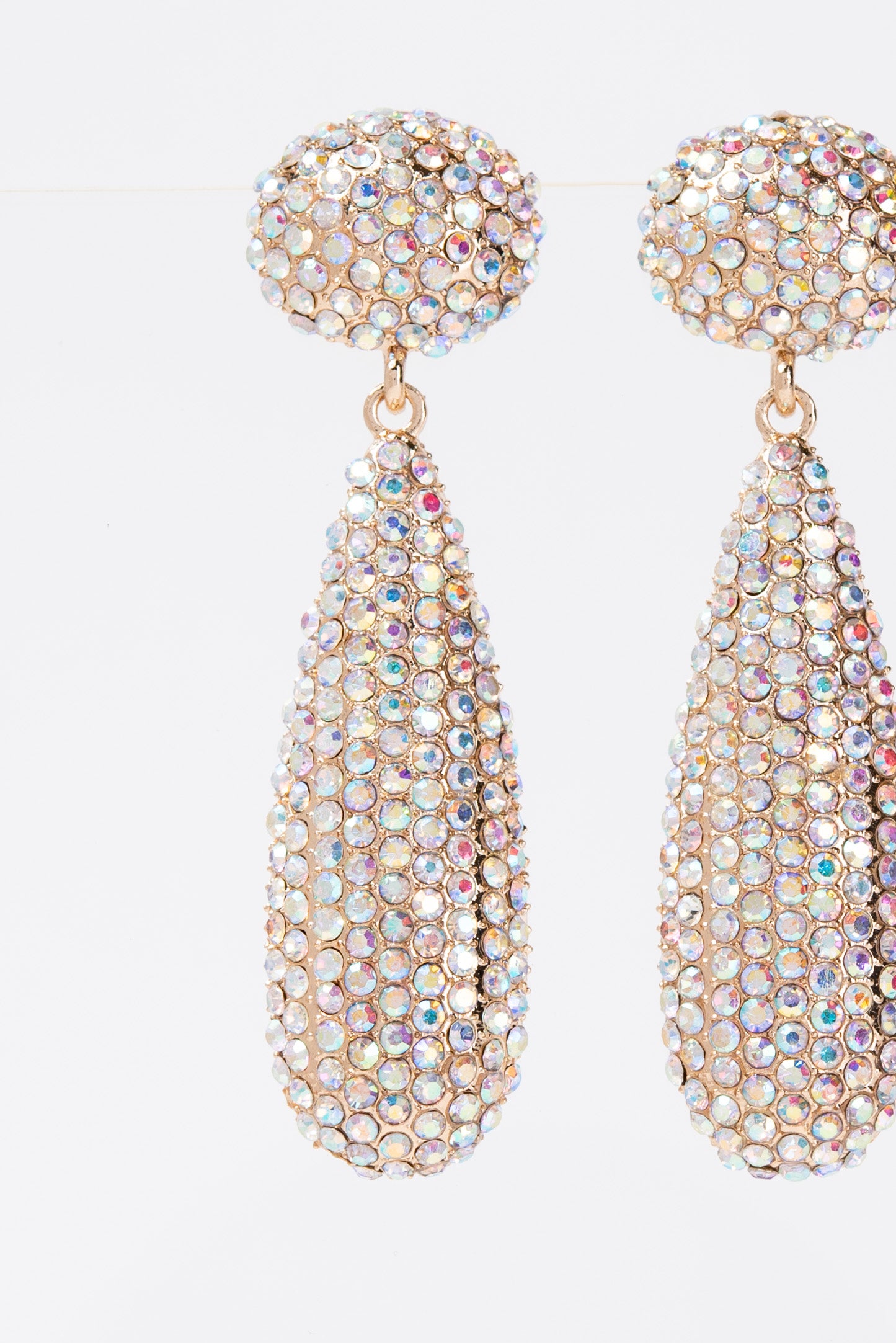 Adelisa 2-Tier Crystal Rhinestone Pave Teardrop Earrings - Iridescent