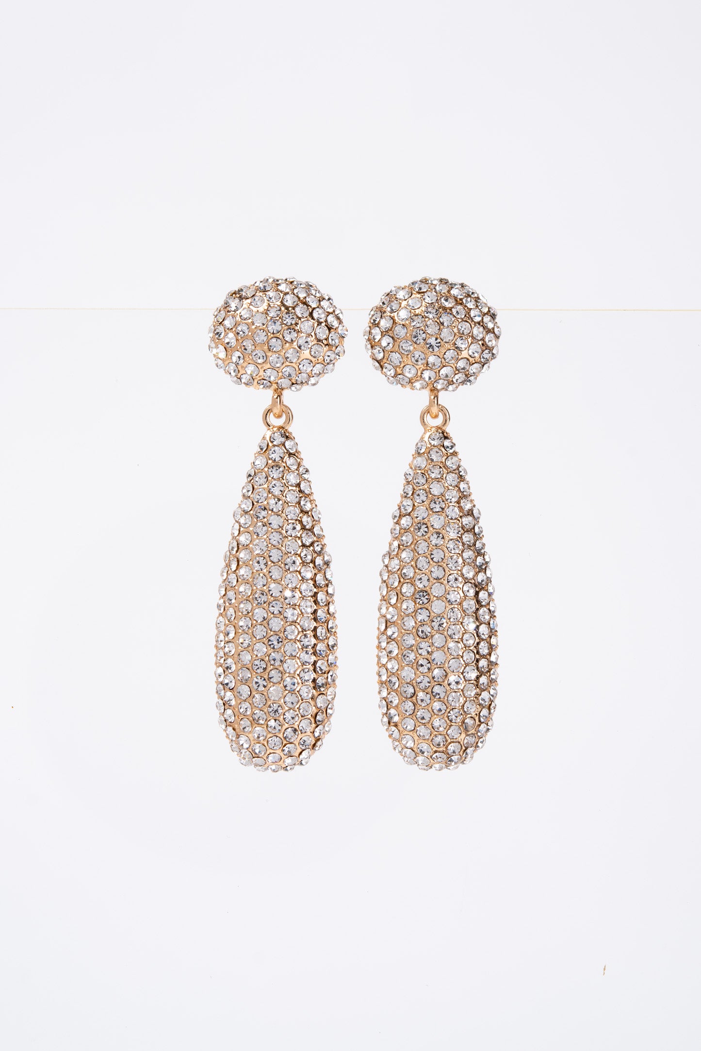 Adelisa 2-Tier Crystal Rhinestone Pave Teardrop Earrings - Gold Crystal
