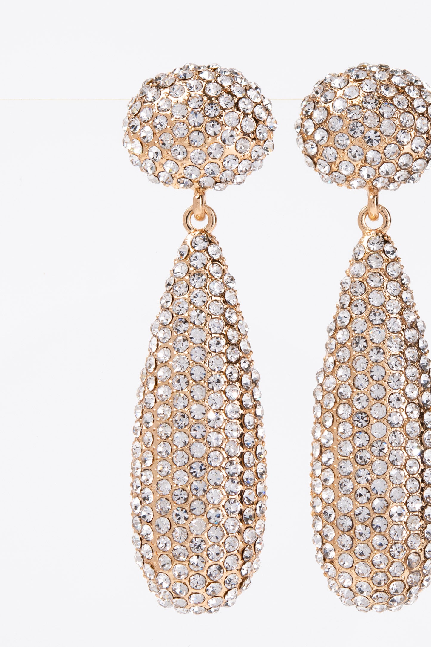 Adelisa 2-Tier Crystal Rhinestone Pave Teardrop Earrings - Gold Crystal