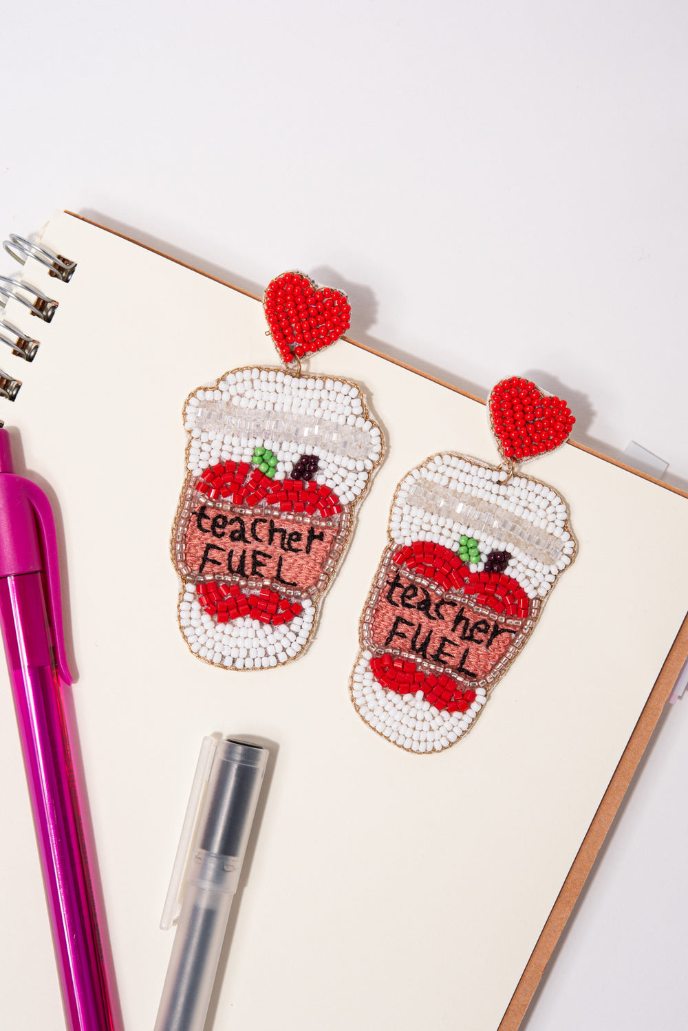 TEACHER FUEL Beaded Dangle Earrings