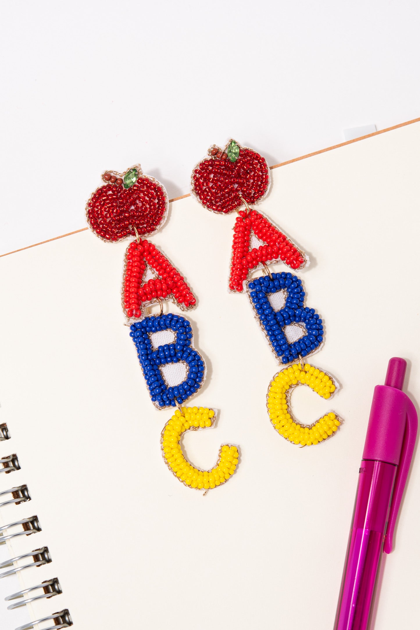 ABC Seed Beaded Dangle Earrings