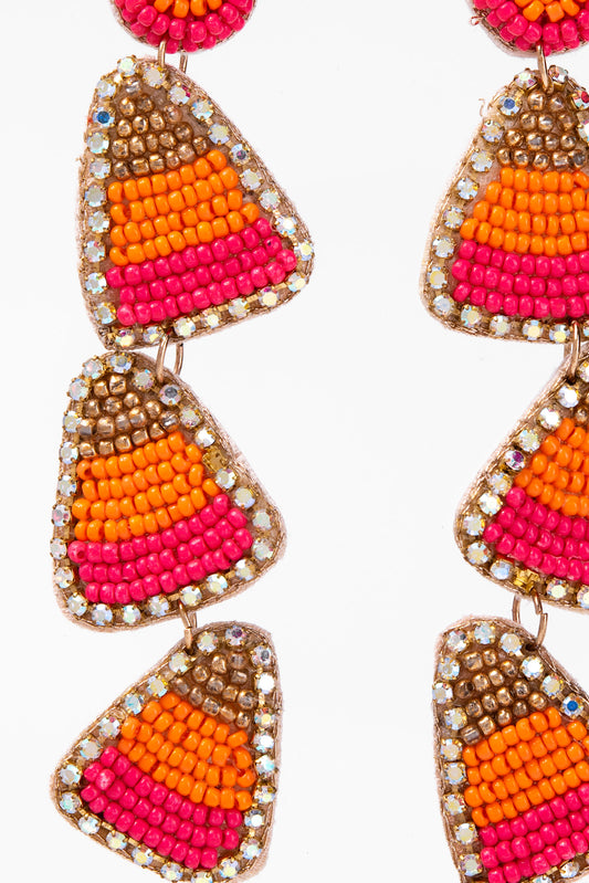 Nicole Candy Corn 3-Tier Dangle Earrings - Orange