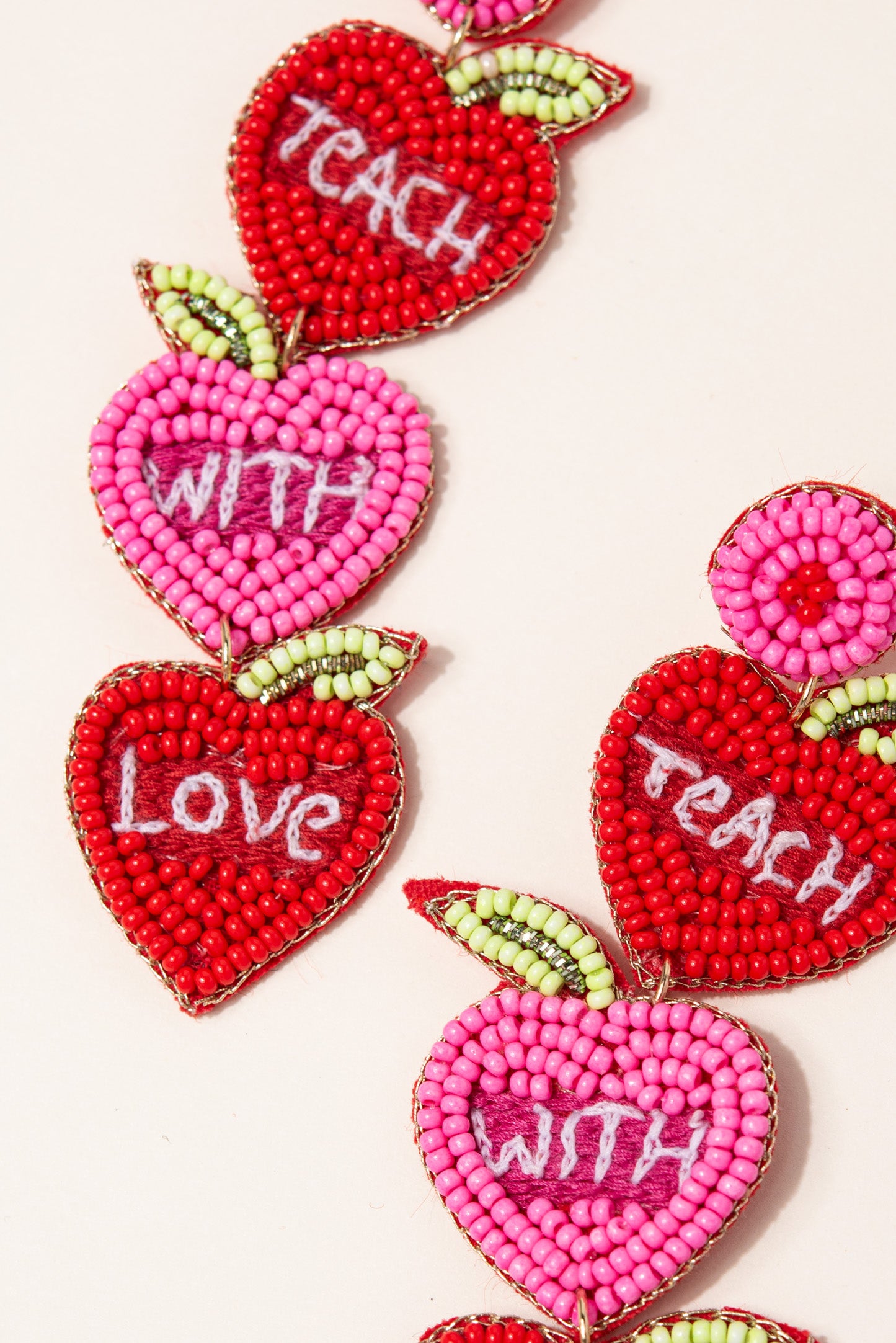 TEACH WITH LOVE Beaded Dangle Earrings