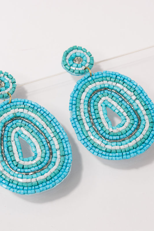 Oliva Abstract Seed Bead Earrings | Turquoise