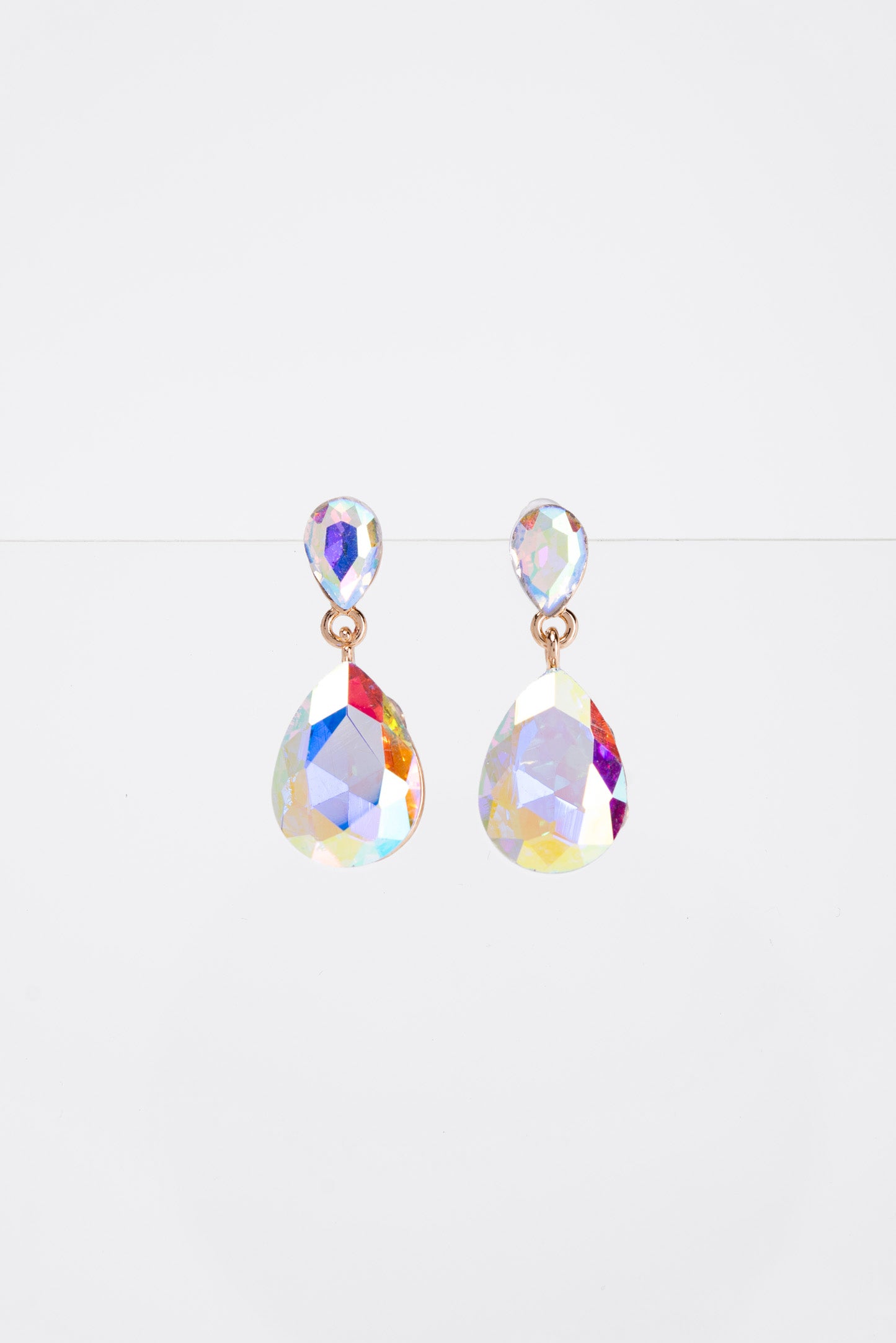 Brittany 2 Tier Drop Crystal Post Earrings