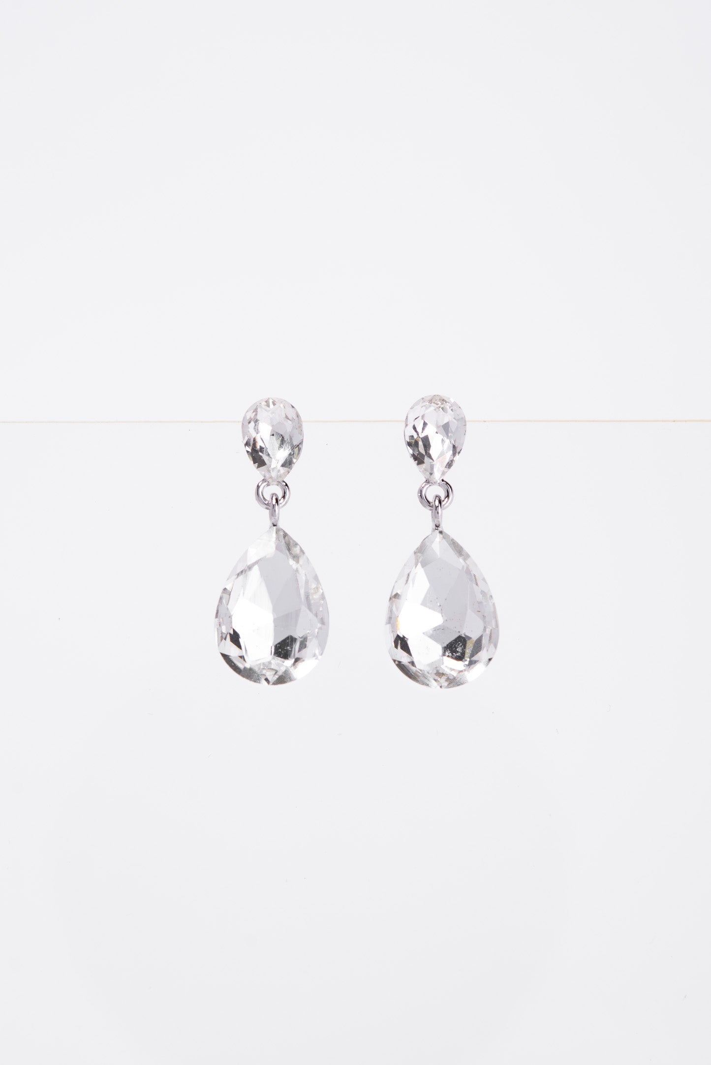 Brittany 2 Tier Drop Crystal Post Earrings