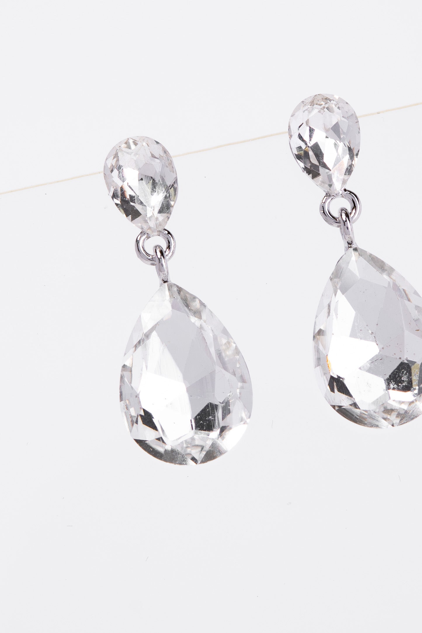 Brittany 2 Tier Drop Crystal Post Earrings