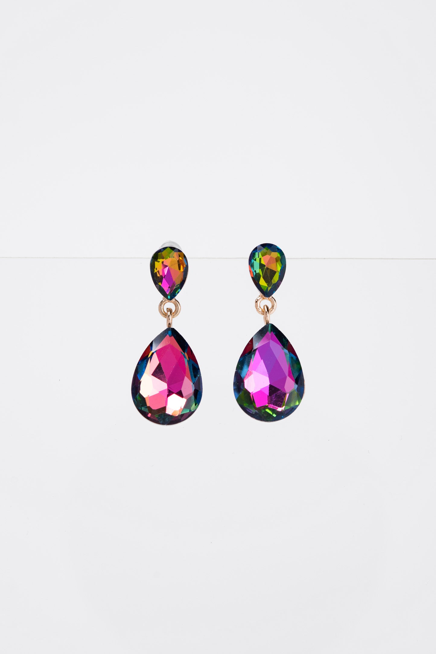 Brittany 2 Tier Drop Crystal Post Earrings