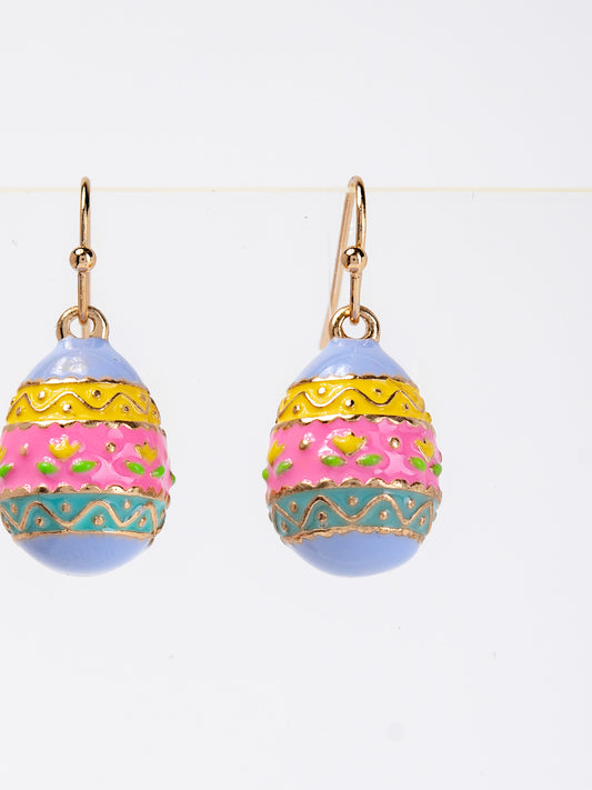 Ella Multicolor Easter Eggs Drop Earrings | Gold