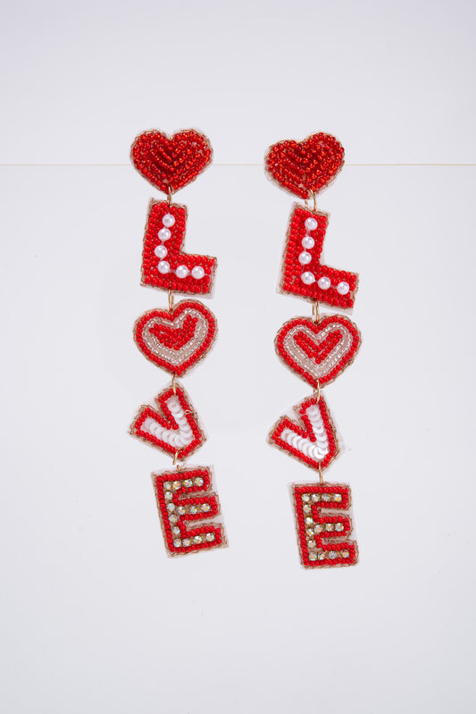 Arianna L-O-V-E Letter Jeweled Beaded Earrings