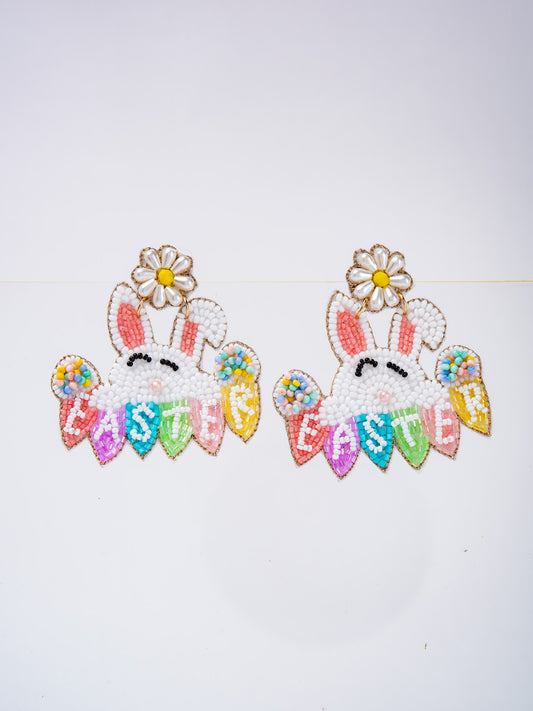 Emma Easter Rabbit Garland Bead Mix Drop Earrings