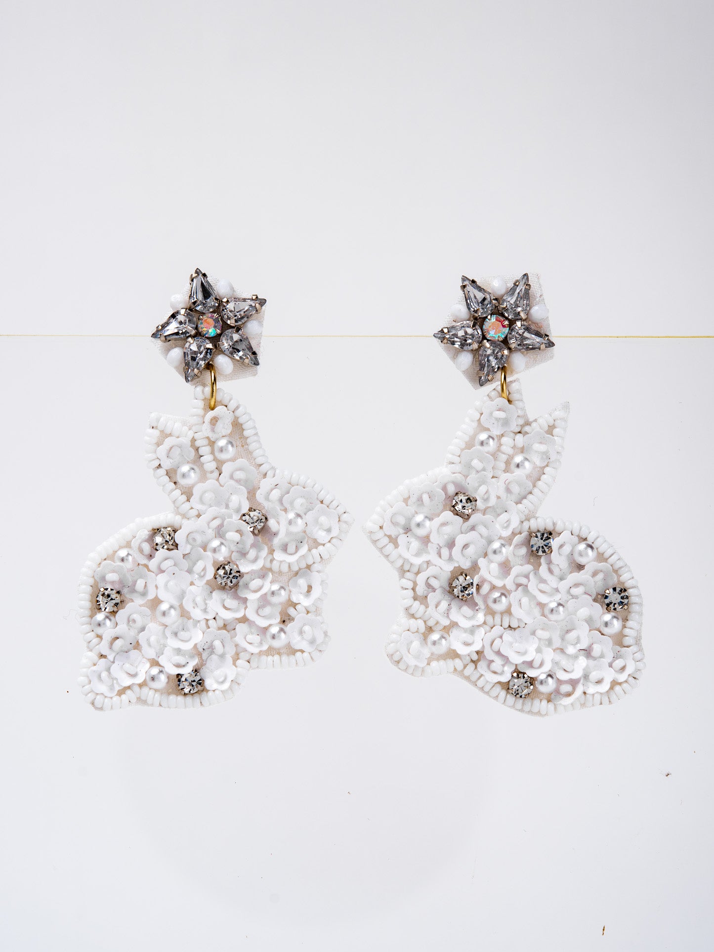 Evelyn Easter Floral Rabbit Beaded Sequin Earrings