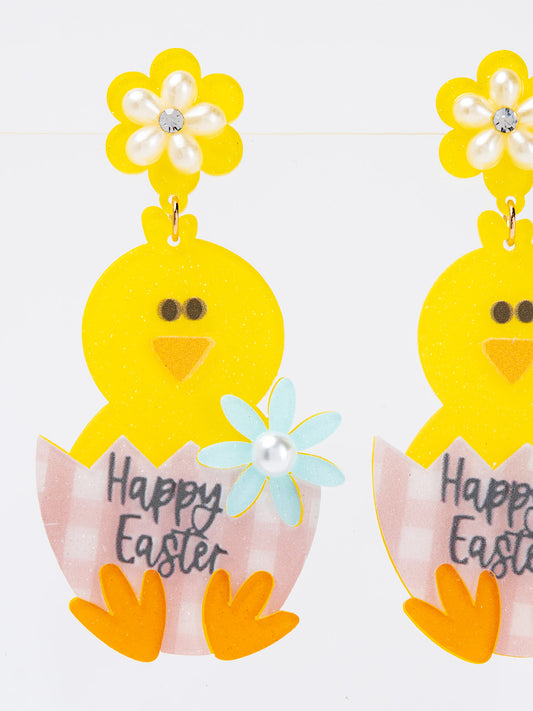 Faith Easter Floral Rabbit Beaded Sequin Earrings
