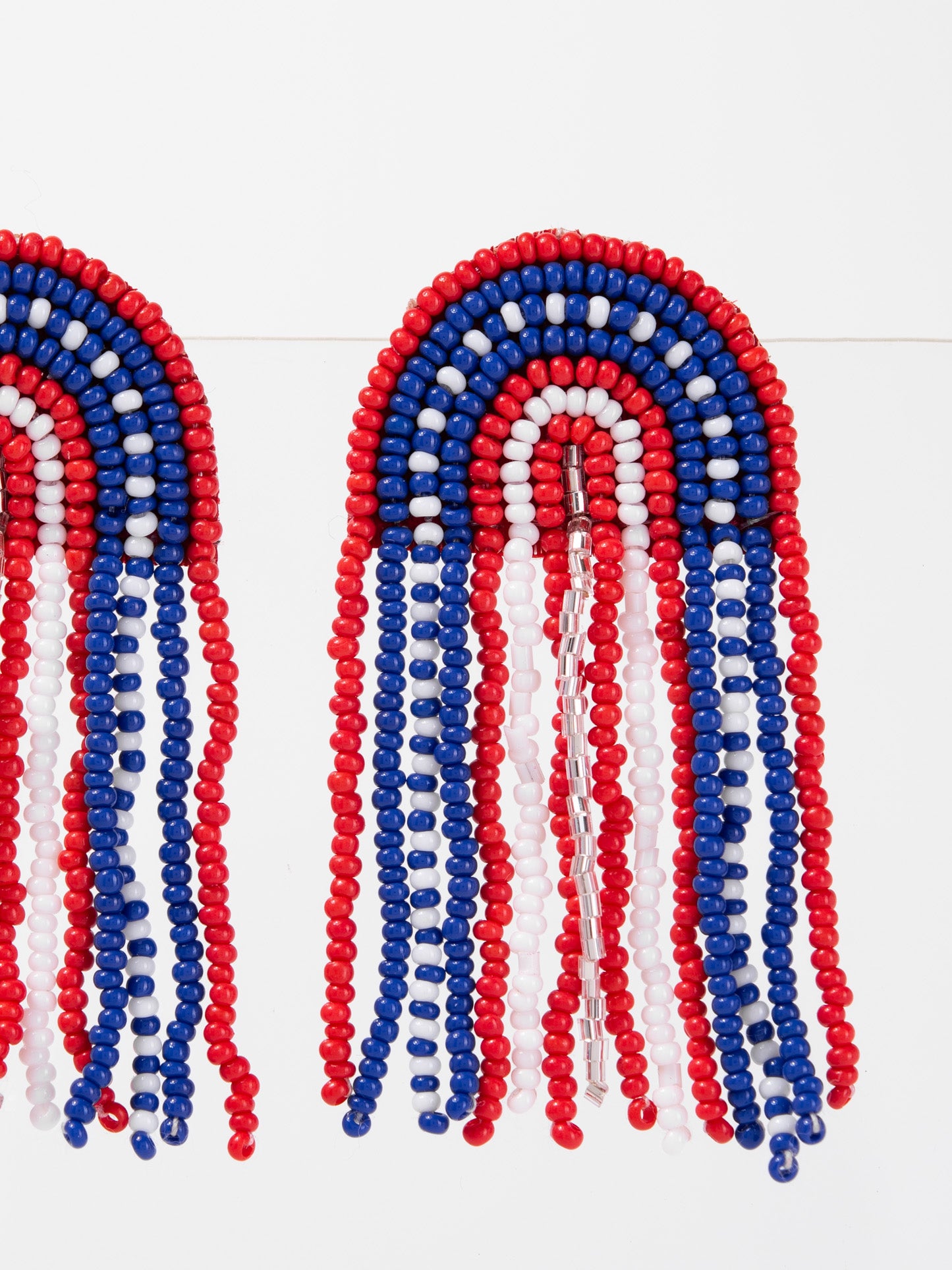 Ayla Patriotic Arch Tassel Beaded Earrings