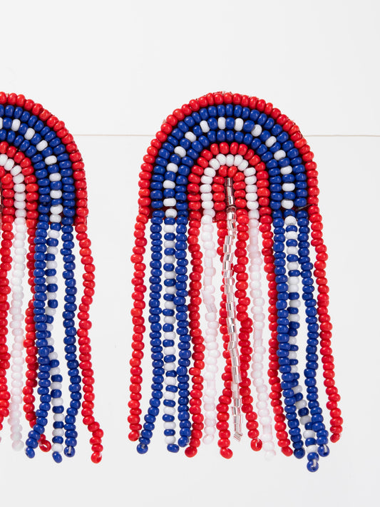 Ayla Patriotic Arch Tassel Beaded Earrings