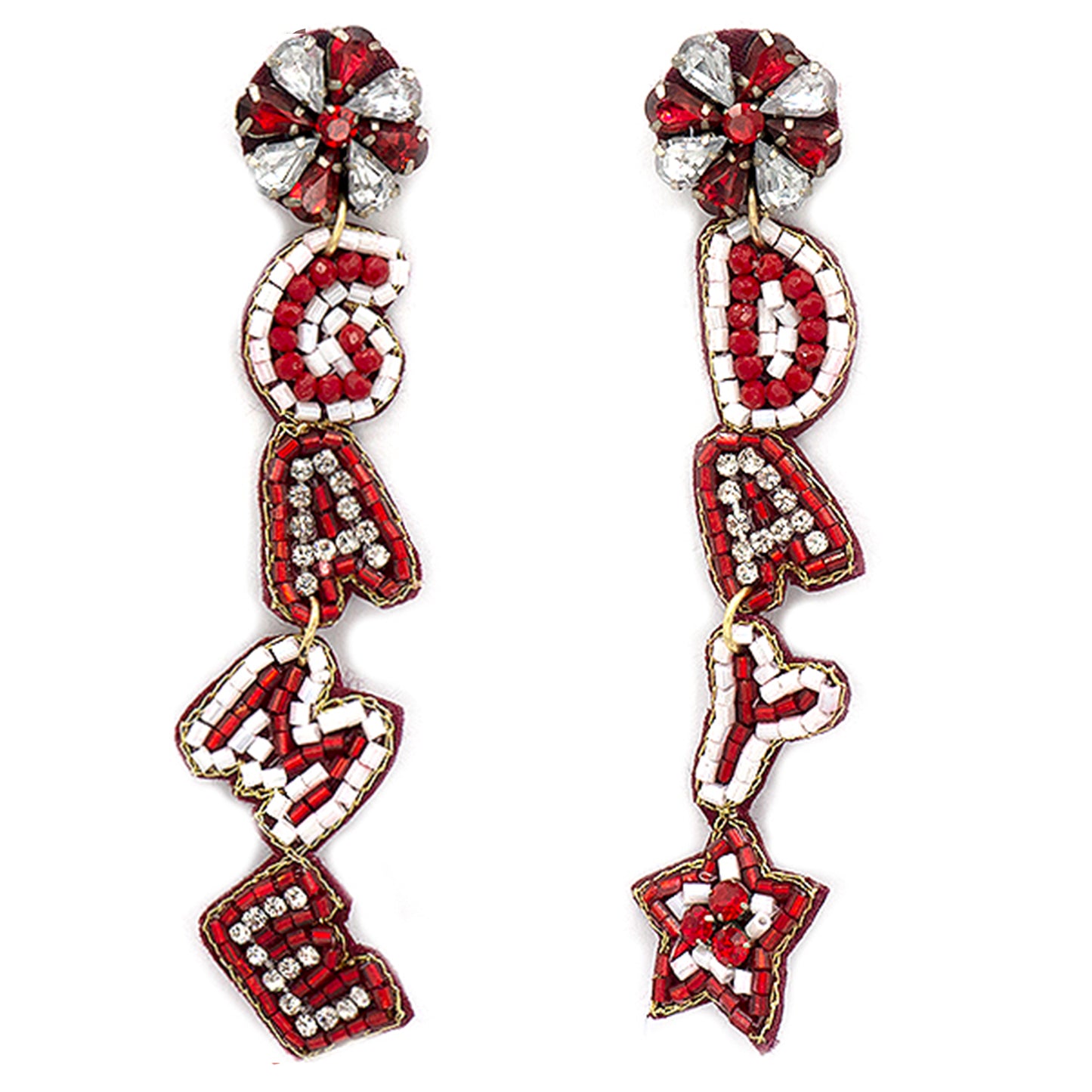 Becky Game Day Letter Beaded Rhinestone Post Earrings