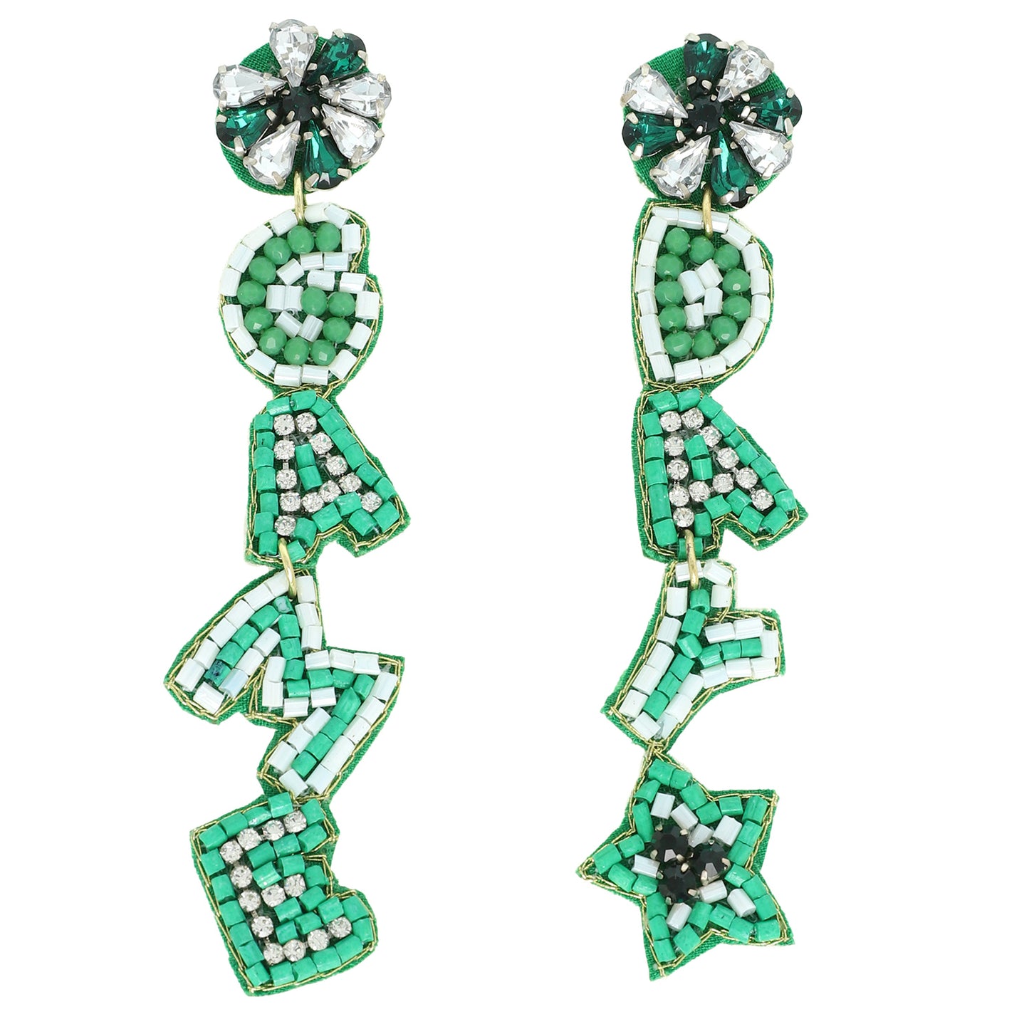 Becky Game Day Letter Beaded Rhinestone Post Earrings