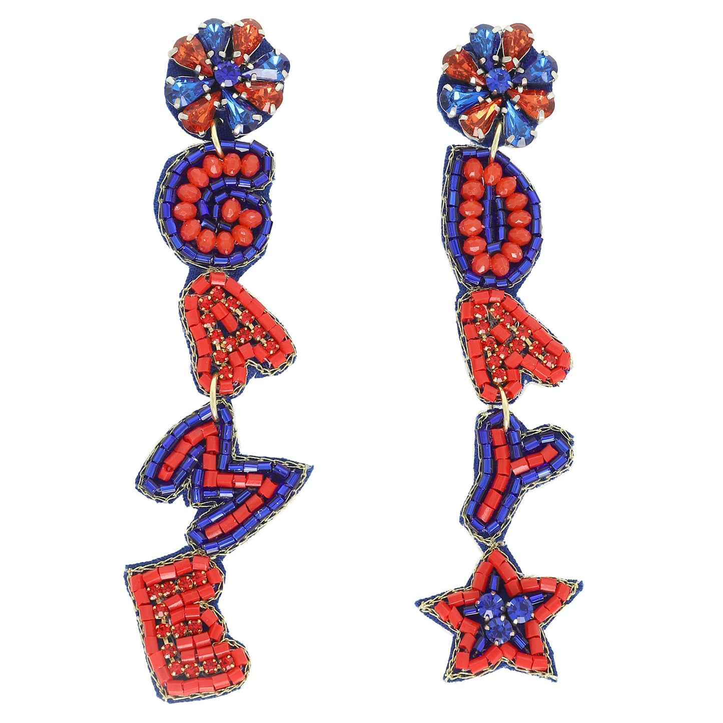 Becky Game Day Letter Beaded Rhinestone Post Earrings