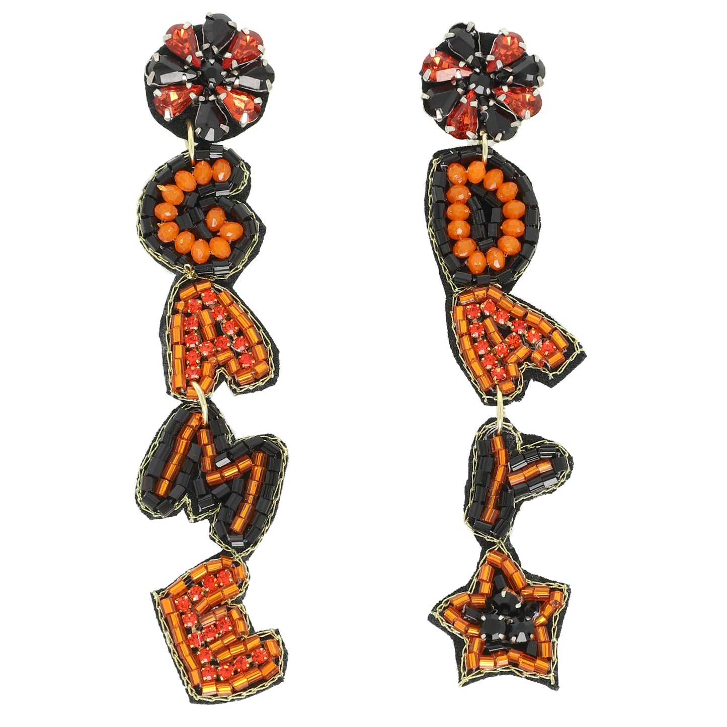 Becky Game Day Letter Beaded Rhinestone Post Earrings