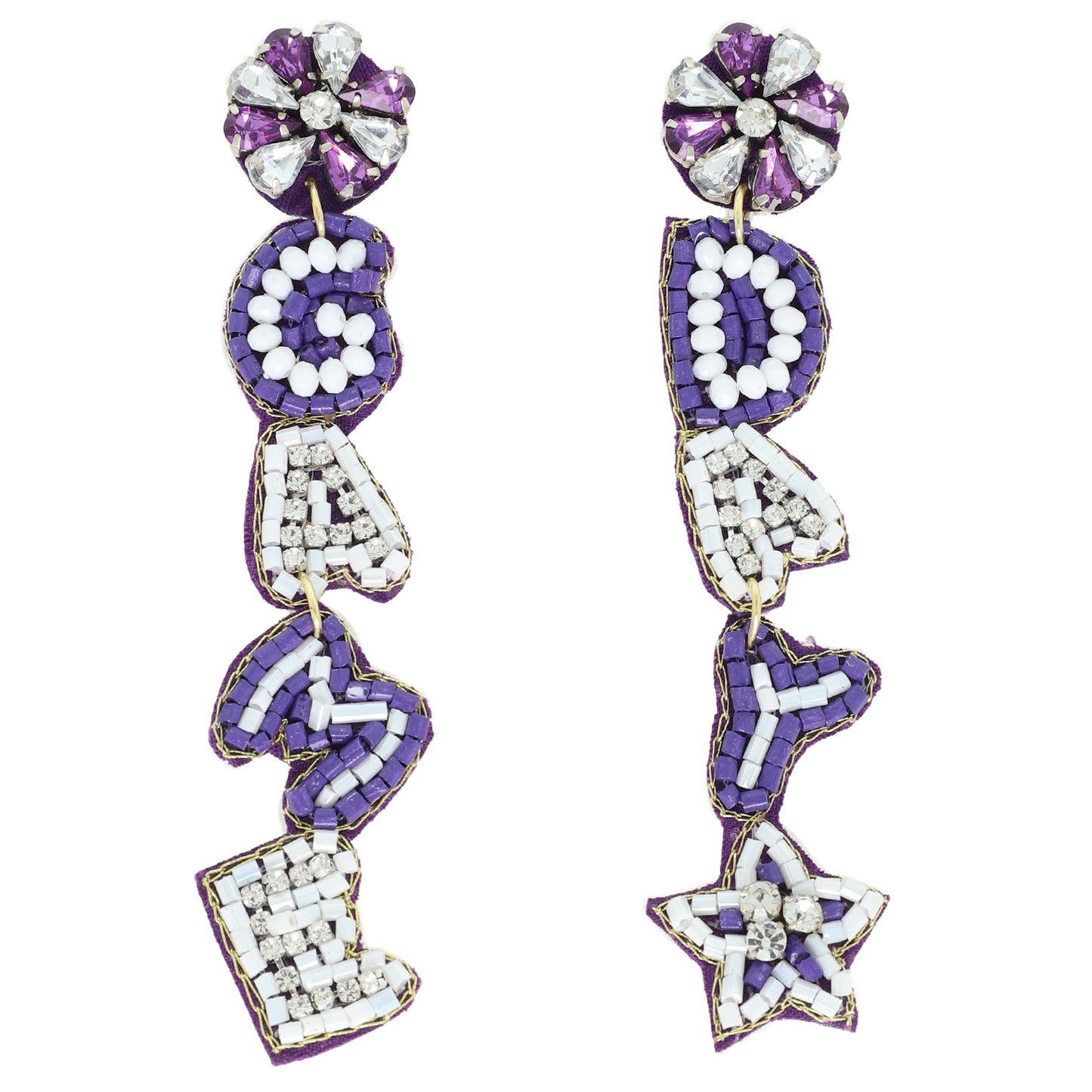 Becky Game Day Letter Beaded Rhinestone Post Earrings