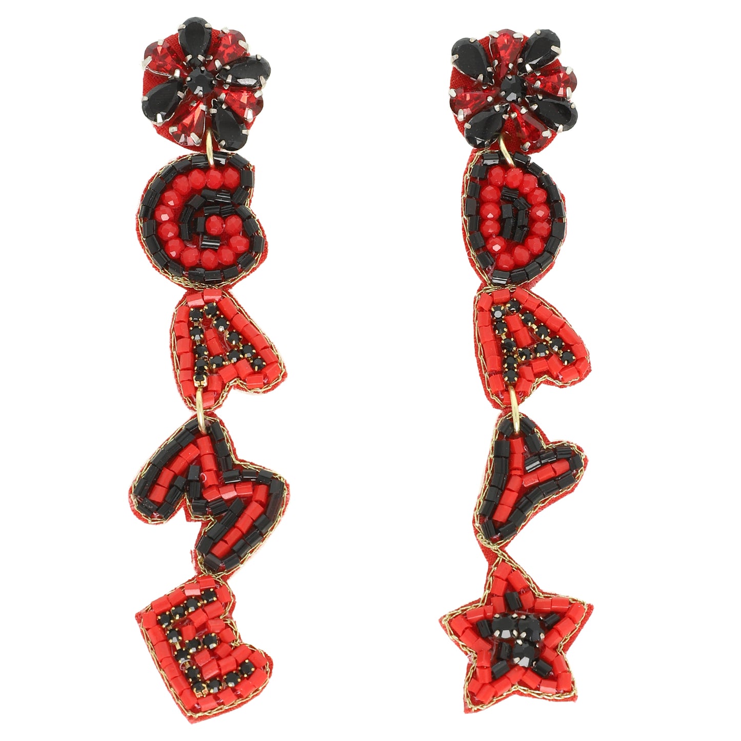 Becky Game Day Letter Beaded Rhinestone Post Earrings