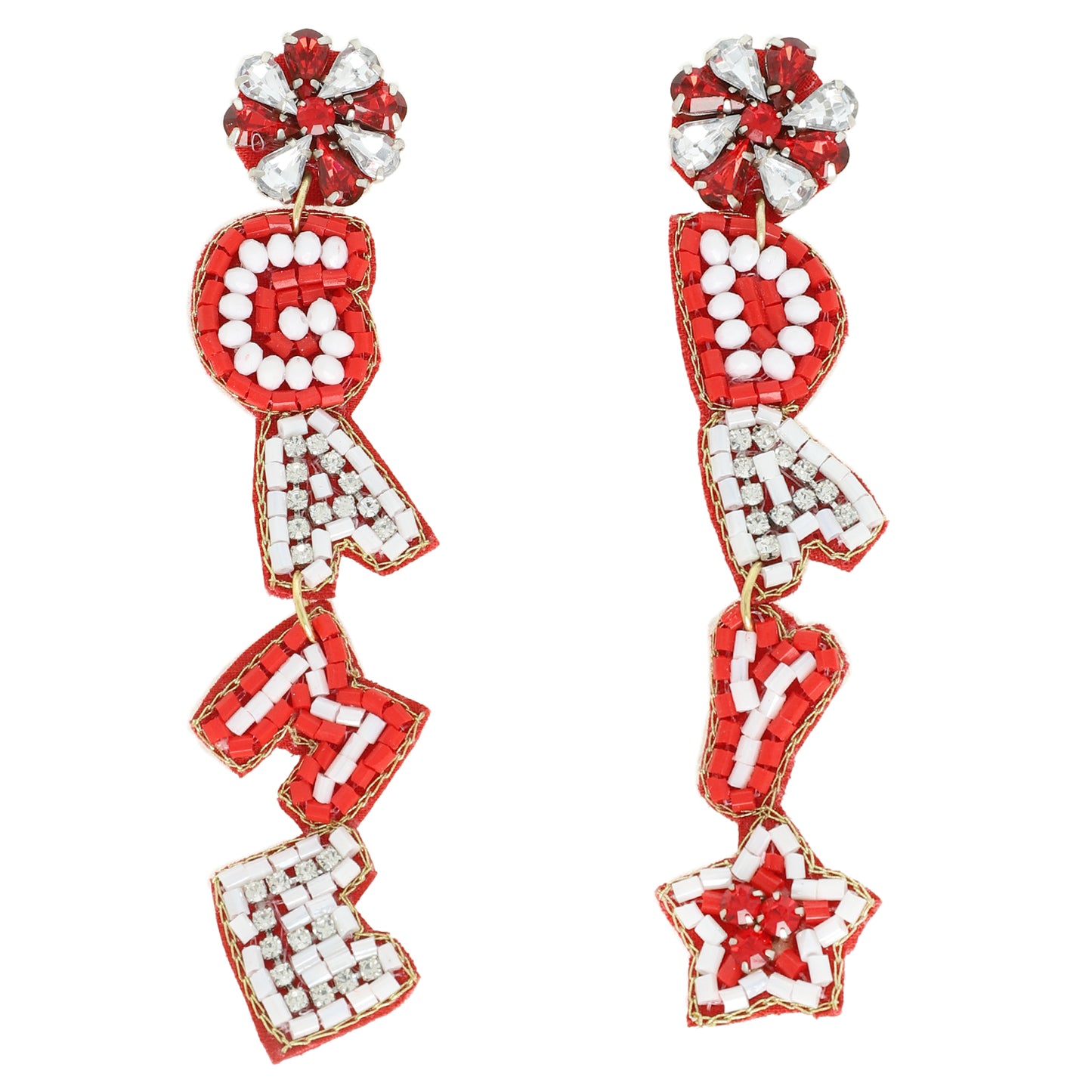 Becky Game Day Letter Beaded Rhinestone Post Earrings