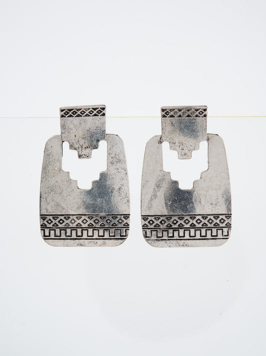 Rosalinda Western Rectangle Concho Dangle Earrings