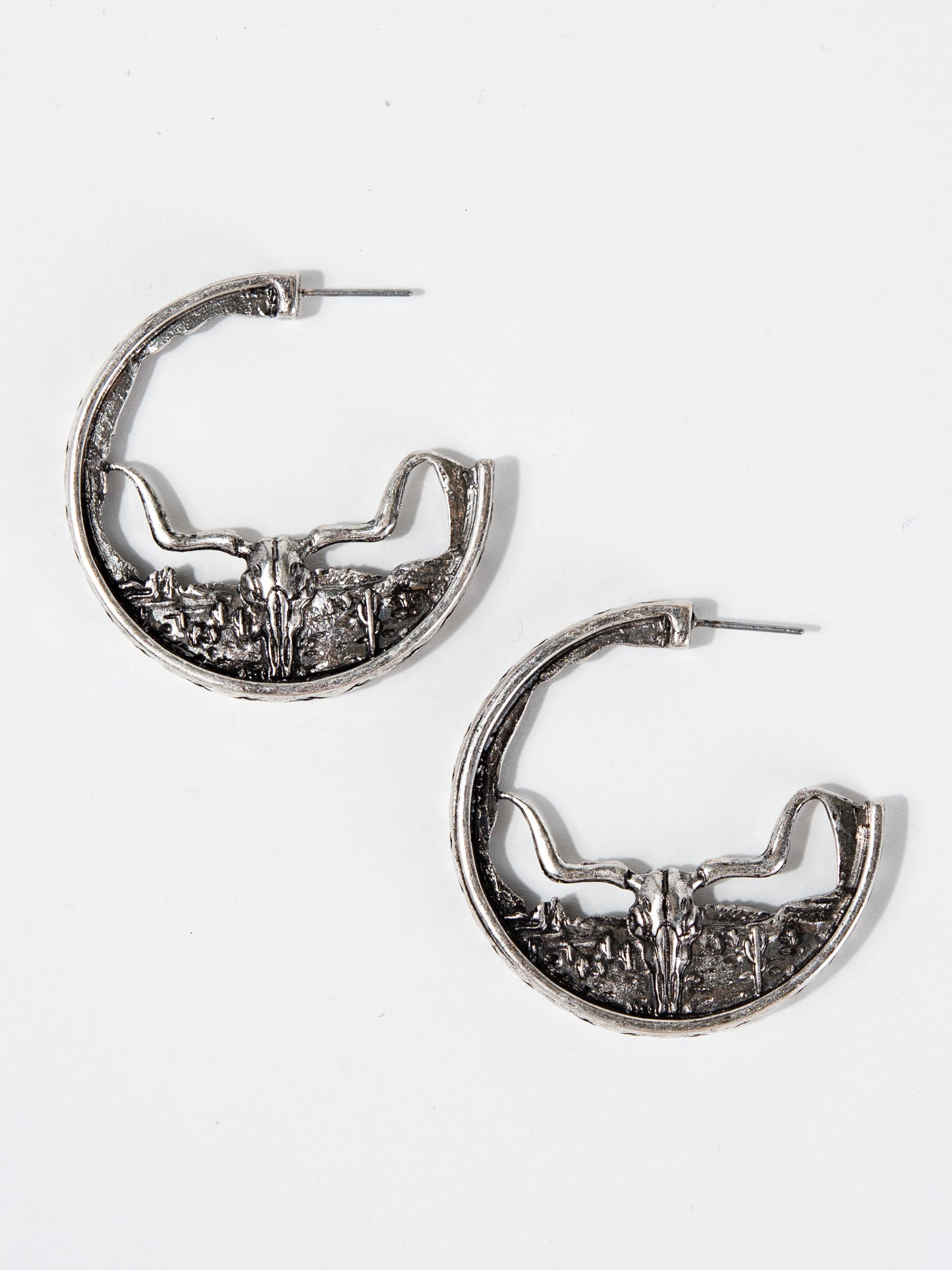 Berlina Western Hoop Steer Head Earrings