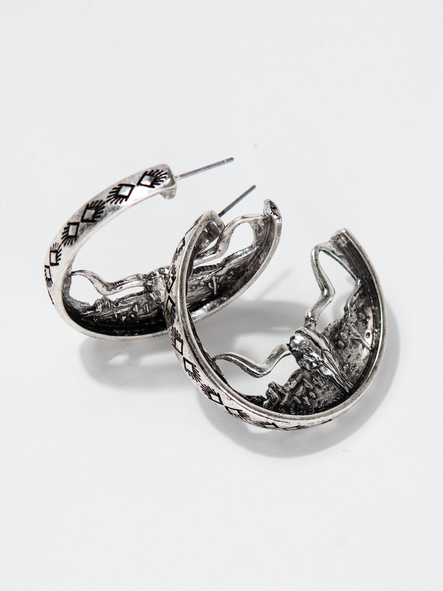 Berlina Western Hoop Steer Head Earrings