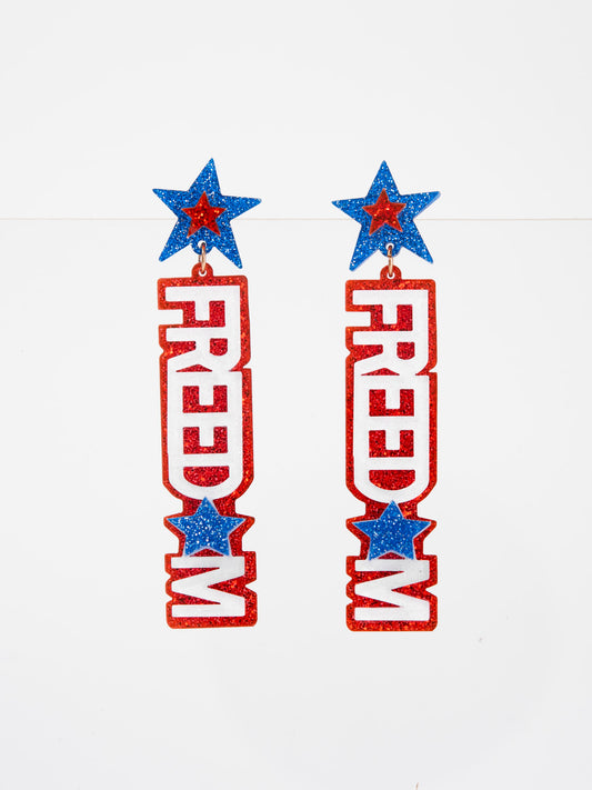 Bella Patriotic Freedom Post Dangle Earrings | Red