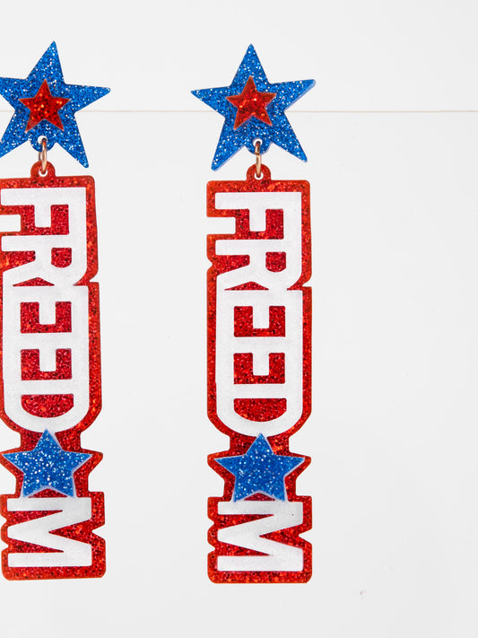Bella Patriotic Freedom Post Dangle Earrings | Red