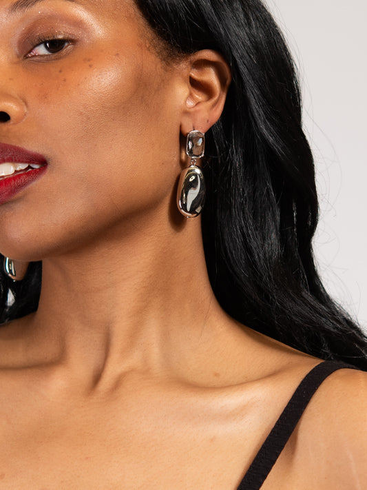 Magnolia Abstract Dangle Earrings | Silver