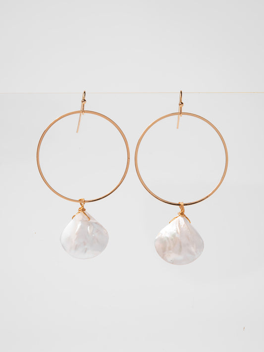 Catalina Hoop Pearl Dangle Earrings