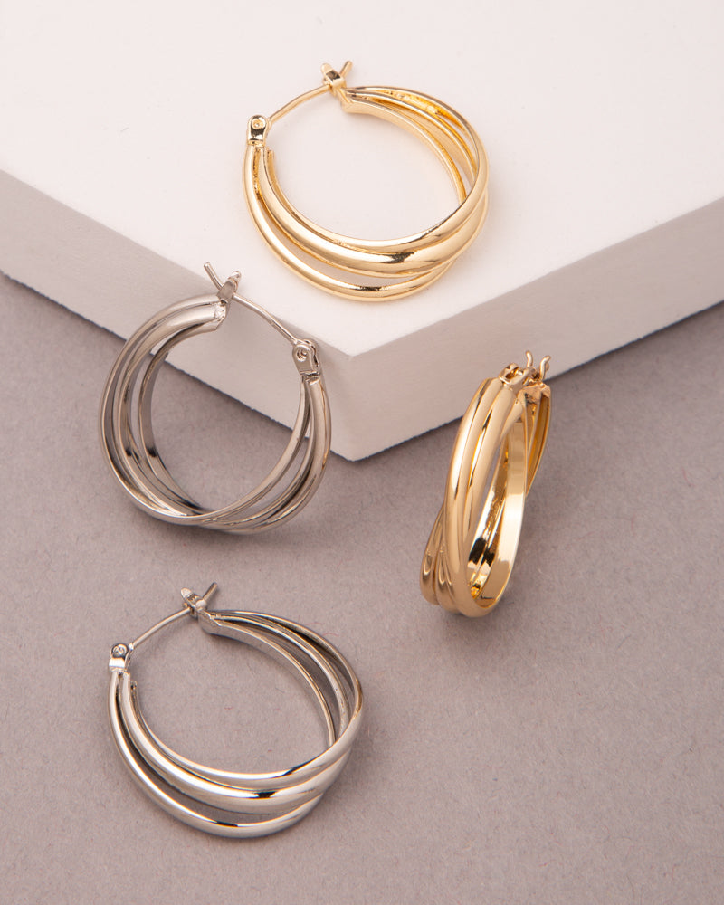 Ava Gold Plated Intertwined Hoop Earrings