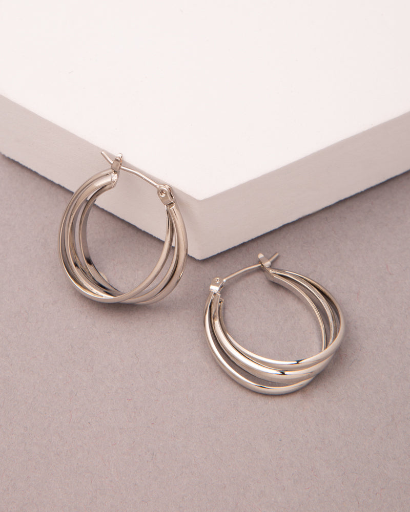 Ava Gold Plated Intertwined Hoop Earrings | Silver