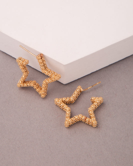 Elle Gold Plated Textured Star Earrings | Gold