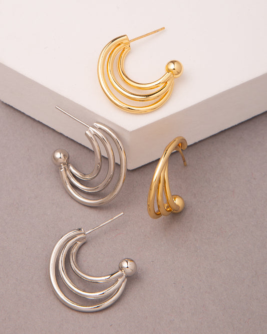 Nikki Gold Plated Intertwined Crescent Hoop Earrings