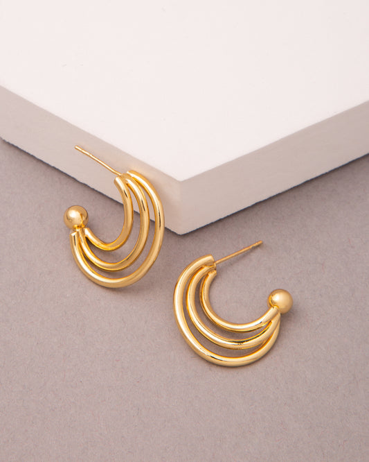 Nikki Gold Plated Intertwined Crescent Hoop Earrings | Gold